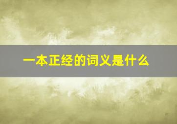 一本正经的词义是什么