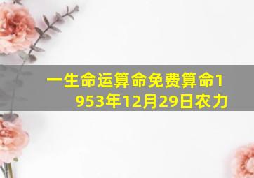 一生命运算命免费算命1953年12月29日农力