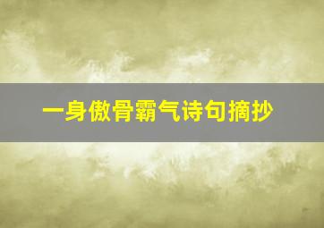 一身傲骨霸气诗句摘抄