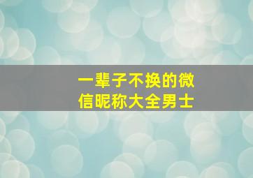 一辈子不换的微信昵称大全男士