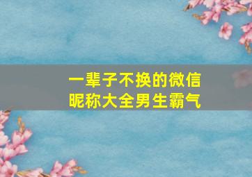 一辈子不换的微信昵称大全男生霸气