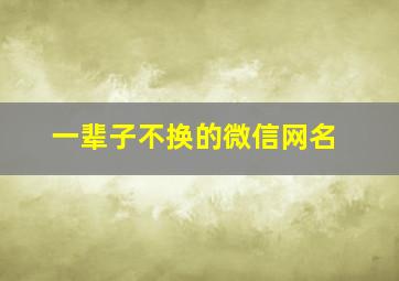 一辈子不换的微信网名