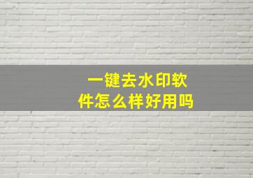 一键去水印软件怎么样好用吗