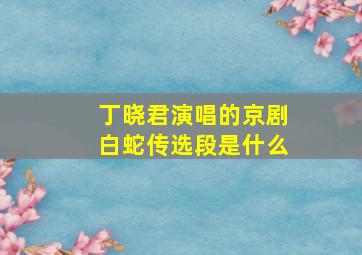 丁晓君演唱的京剧白蛇传选段是什么