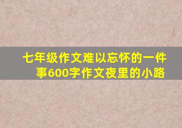 七年级作文难以忘怀的一件事600字作文夜里的小路