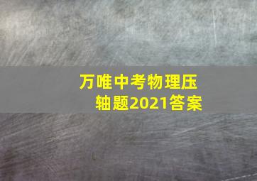 万唯中考物理压轴题2021答案