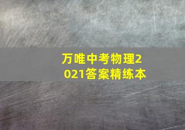 万唯中考物理2021答案精练本