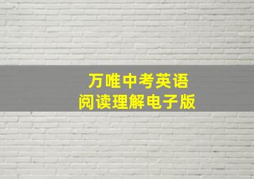 万唯中考英语阅读理解电子版