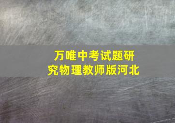 万唯中考试题研究物理教师版河北