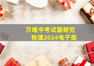 万唯中考试题研究物理2024电子版