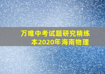 万唯中考试题研究精练本2020年海南物理