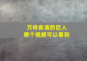 万梓良演的巨人哪个视频可以看到