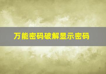 万能密码破解显示密码