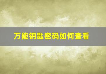 万能钥匙密码如何查看