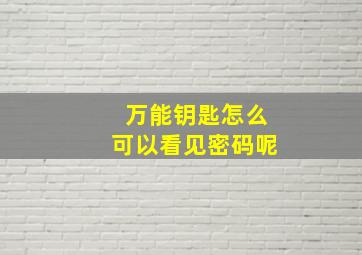 万能钥匙怎么可以看见密码呢