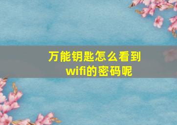 万能钥匙怎么看到wifi的密码呢