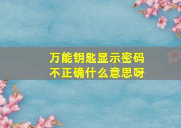 万能钥匙显示密码不正确什么意思呀