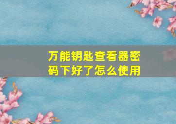 万能钥匙查看器密码下好了怎么使用