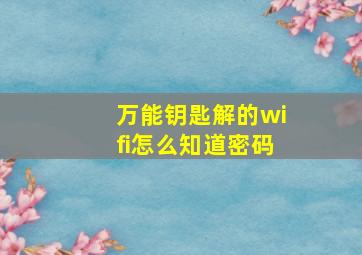 万能钥匙解的wifi怎么知道密码