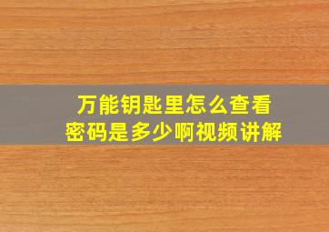 万能钥匙里怎么查看密码是多少啊视频讲解