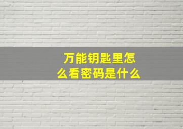 万能钥匙里怎么看密码是什么