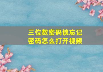 三位数密码锁忘记密码怎么打开视频