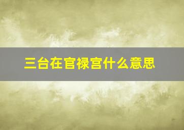 三台在官禄宫什么意思