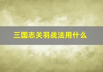 三国志关羽战法用什么