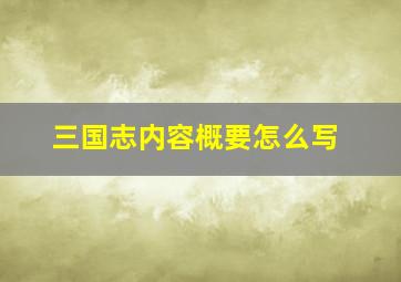 三国志内容概要怎么写