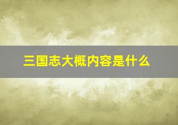 三国志大概内容是什么