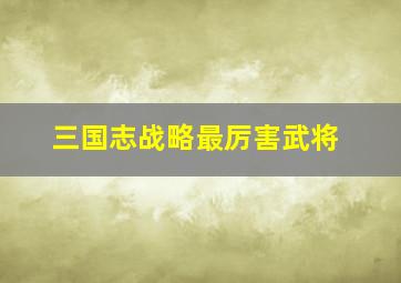 三国志战略最厉害武将