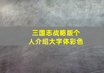 三国志战略版个人介绍大字体彩色