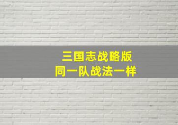 三国志战略版同一队战法一样