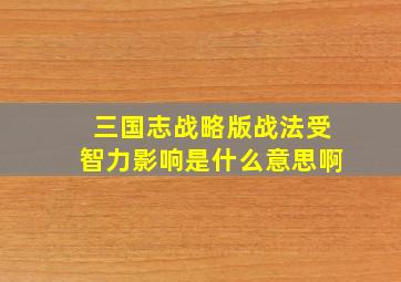 三国志战略版战法受智力影响是什么意思啊