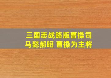 三国志战略版曹操司马懿郝昭 曹操为主将