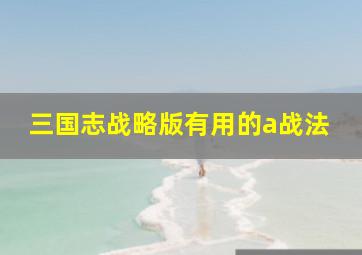 三国志战略版有用的a战法