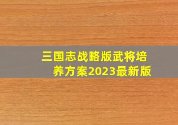 三国志战略版武将培养方案2023最新版