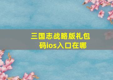 三国志战略版礼包码ios入口在哪