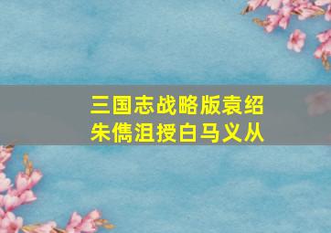 三国志战略版袁绍朱儁沮授白马义从