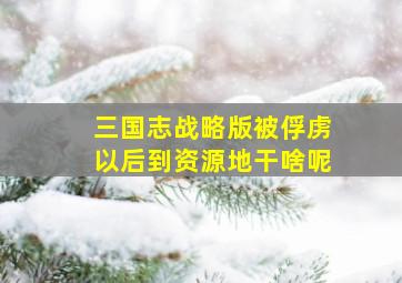 三国志战略版被俘虏以后到资源地干啥呢