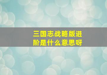 三国志战略版进阶是什么意思呀