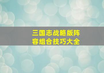 三国志战略版阵容组合技巧大全