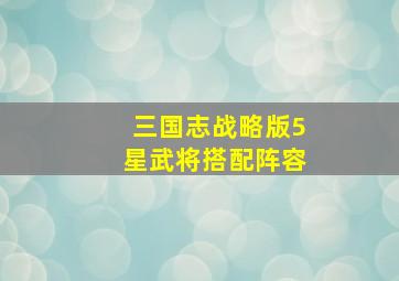 三国志战略版5星武将搭配阵容