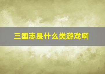 三国志是什么类游戏啊