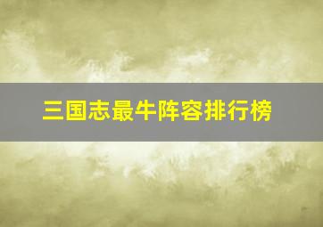 三国志最牛阵容排行榜