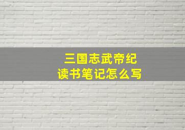 三国志武帝纪读书笔记怎么写