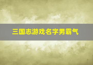 三国志游戏名字男霸气