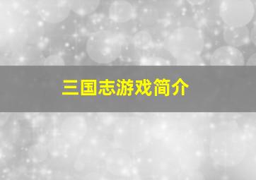 三国志游戏简介