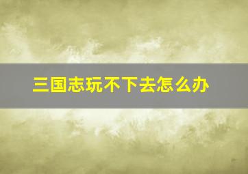 三国志玩不下去怎么办