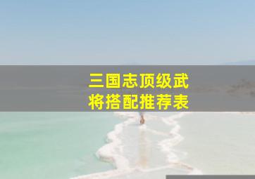 三国志顶级武将搭配推荐表